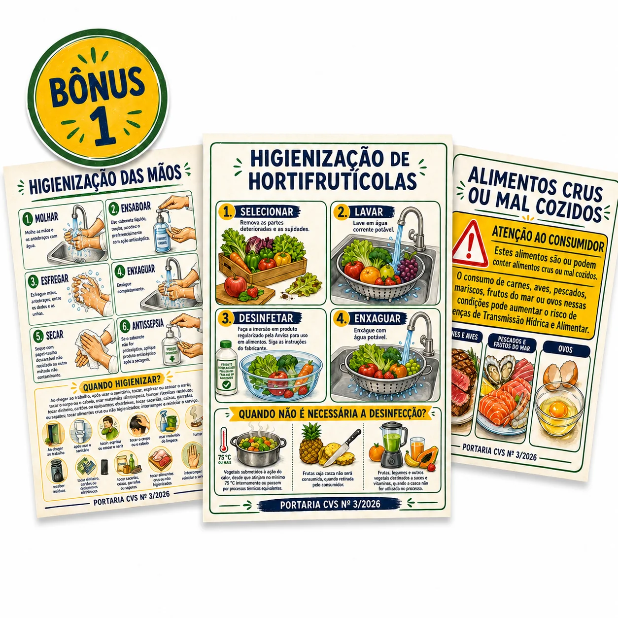 Cartazes visuais de apoio à Portaria CVS nº 3/2026
